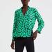 Zara Tops | New Zara Mint V-Neck Collar Wrap Black Polka Dot | Color: Black/Green | Size: S