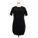 BB Dakota Casual Dress - Mini High Neck Short sleeves: Black Solid Dresses - Women's Size 1X