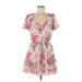 Crystal Doll Casual Dress: Pink Floral Dresses - Women's Size Small