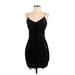 Guess Cocktail Dress - Party Plunge Sleeveless: Black Solid Dresses - Women's Size Small