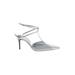 Christian Lacroix Heels: Pumps Stilleto Formal Silver Solid Shoes - Women's Size 37.5 - Pointed Toe