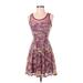 American Rag Cie Casual Dress - Fit & Flare Scoop Neck Sleeveless: Purple Paisley Dresses - Women's Size Small