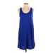 Ann Taylor LOFT Casual Dress - Mini Scoop Neck Sleeveless: Blue Print Dresses - Women's Size X-Small