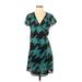 Banana Republic Casual Dress - Wrap: Teal Camo Dresses - Women's Size 2 Petite