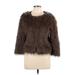 Kimchi Blue Faux Fur Jacket: Short Brown Print Jackets & Outerwear - Women's Size Large