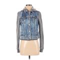 American Eagle Outfitters Denim Jacket: Short Gray Print Jackets & Outerwear - Women's Size Small