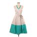 Karen Millen Casual Dress - Party V-Neck Sleeveless: Teal Solid Dresses - Women's Size 6