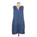 Tommy Bahama Casual Dress - Mini V-Neck Sleeveless: Blue Marled Dresses - Women's Size Large