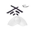 Walleva Clear Replacement Lenses And Black Rubber Kit for Oakley Half Jacket Sunglasses
