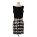 Connected Apparel Cocktail Dress - Shift: Black Chevron/Herringbone Dresses - Women's Size 4 Petite