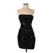 BCBGMAXAZRIA Cocktail Dress - Mini Strapless Sleeveless: Black Solid Dresses - Women's Size 2