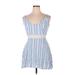 Speechless Casual Dress - Mini: Blue Stripes Dresses - Women's Size 2X-Large