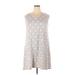 Suzanne Betro Casual Dress - A-Line Scoop Neck Sleeveless: Gray Polka Dots Dresses - Women's Size 2X