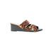 Aerosoles Sandals: Slip On Wedge Casual Brown Leopard Print Shoes - Women's Size 8 - Open Toe