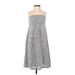 J.Crew Casual Dress - A-Line Strapless Sleeveless: Gray Print Dresses - Women's Size 6