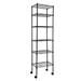 Tcbosik 6-Tier Tall Metal Storage Shelf on Wheels Heavy Duty Adjustable Wire Shelving Units with Hanging Hooks for Bathroom Kitchen Bedroom Living Room 17.32 L x 11.42 W x 62.99 H Black