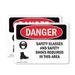 (2 Pack) Safety Glasses And Safety Shoes Required OSHA Danger Sign