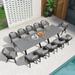 LEAF 14 Pieces Patio Dining Sets All-Weather Wicker Outdoor Patio Furniture with Table All Aluminum Frame for Lawn Garden Backyard Deck Outdoor Dining Sets with Cushions and Pillows Grey