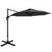 10ft Offset Patio Umbrella with Base Hanging Aluminum and Steel Cantilever Umbrella with 360Â° Rotation Easy Tilt 8 Ribs Crank Cross Base Included for Backyard Poolside Garden Gray