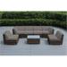 Ohana 7-Piece Outdoor Patio Furniture Sectional Conversation Set Mixed Brown Wicker with Gray Cushions - No Assembly with Free Patio Cover