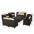 Christopher Knight Home Waverly Outdoor Faux Wicker 8-piece Chat Set by Dark Brown + Beige