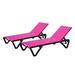 Outdoor Chaise Lounge Chairs Set of 2 Aluminum Plastic Patio Chaise Lounge with 5 Position Adjustable Backrest and Wheels All Weather Reclining Chair Patio Poolside Beach Yard Rose Red