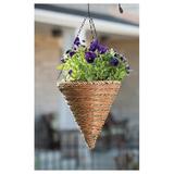 UooMi No. 88636 12 Inch Rope & Fern Wicker Cone Hanging Basket Planters - Quantity 2