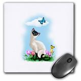 3dRose A frisky young Siamese kitten plays with a butterfly on a lovely Spring day Mouse Pad 8 by 8 inches