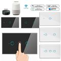 WiFi Smart Wall Touch Light Switch Glass Panel Wireless Remote Control by Mobile APP Anywhere Compatible with Alexa Timing Function No Hub Required (Wall Switch 1/2/3 Gang)