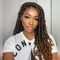 Tiana Passion Twist Hair 16 inch - 7 Packs Ombre Brown Pre-twisted Crochet Hair Pre-looped Long Curly Bohemian Braids Hair for Black Women Synthetic Braiding Hair Extensions (16 7Pcs T30)