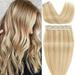 S-noilite One Piece Clip in Hair Extensions Real Human Hair Balayage One Piece/5 Clips 3/4 Full Head One Piece Human Hair Extensions Clip ins One Weft Hair 12 Inch/40g (#18/613 Ash Blonde/Bleach Blond