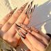 Long Press on Nails with Stiletto Acrylic Fake Nails Extra Long Brown Pointed with Leopard Print Reusable False Nails Tips for Women and Girls 24PCS