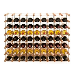 PROREGAL Modulares Weinregal VINOTECA MOD METAL | HxBxT 72,5x92,5x24,5cm | 9x7 Flaschen | Massives Kiefernholz | Braun geölt | Flaschenregal Image