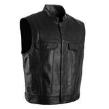 Jacket Men Boys Winter Coat Plain Vest Motorcycle Stand Up Collar Vest Punk Vest Jean Jacket Black XL