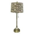 Royal Designs 28 Crystal and Antique Brass Lamp with Cream and Brown Dog Lover Print Drum Hardback Lamp Shade