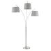 Kira Home Akira 79 Modern 3-Light Arc Floor Lamp with 3-Way Switch Gray Burlap Shades + Brushed Nickel Finish