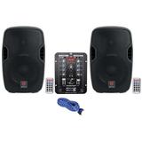 (2) Rockville BPA10 400 Watt 8 Powered Speakers+2-Channel Bluetooth Mixer w/USB