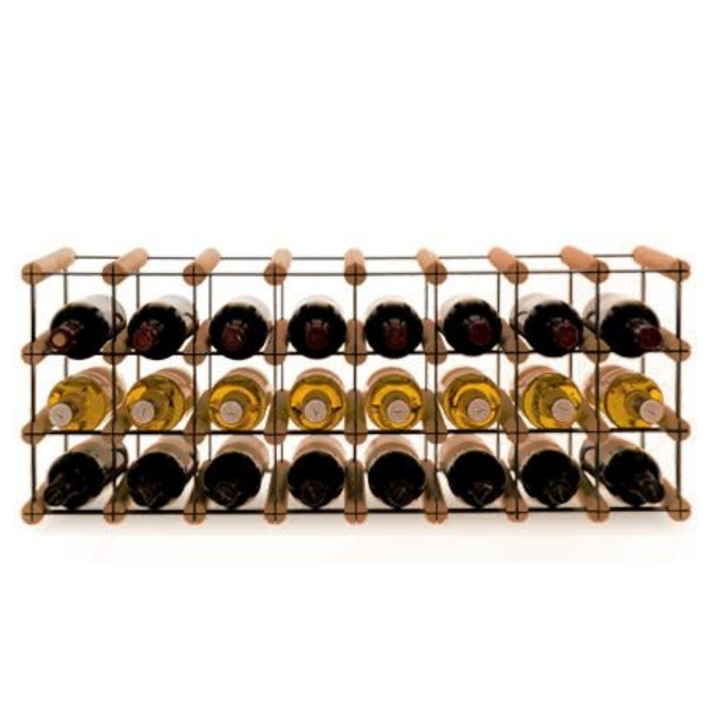 PROREGAL Modulares Weinregal VINOTECA MOD METAL | HxBxT 32,5x82,5x24,5cm | 8x3 Flaschen | Massives Kiefernholz | Braun geölt | Flaschenregal Image