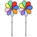 ARTEA 2Pcs Flower Wind Spinners Outdoor Colorful Windmill Lawn Rainbow Pinwheel for Yard Garden