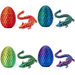 3D Printed Easter Bunny Ears Egg & Dragon with 3D Printed Dragon Eggs with Dragon Inside Crystal Dragon Toy for Kid Adults Dragon for Easter Gift (Bunny Ears Egg