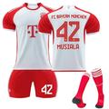 XNB 2023-2024 Bayern Munich Home Jersey #42 Musiala Sportswear Soccer Jersey Activewear Set