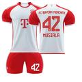 XNB 2023-2024 Bayern Munich Home Jersey #42 Musiala Soccer Jersey and Shorts Set
