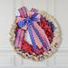 BLUKIDS Patriotic Red White Blue and Brown Berries Leaves Wreath For Front Door Burlap Bow Wreath For Home Decor Independence Day Forth Of July Wreath Used in Indoor And Outdoor 16.54*15.75 in