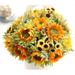Ttybhh Wedding Party Promotion Artificial Flowers Clearance! 5 Heads Beauty Sunflower Artificial Silk Flower Bouquet Home Floral Decor Yellow