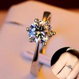 Deyared Ladies Moissanite Ring Sterling Silver Engagement Ring Fashion Rings for Women Bridal Wedding Romantic Jewelry Engagement Rings Gift on Clearance