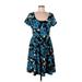Torrid Casual Dress - A-Line Scoop Neck Short sleeves: Blue Print Dresses - Women's Size Large Plus