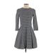 Gap Casual Dress - Fit & Flare: Gray Stripes Dresses - Women's Size 4