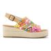 TOMS Women's Claudine Painted Floral Wedge Sandals Yellow/Pink/Multi, Size 5.5