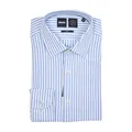 Hugo Boss, Shirts, male, Blue, 4Xl, Blue Striped Slim Fit Long Sleeve Shirt