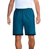 Men's Big & Tall Layered Look Lightweight Jersey Shorts by KingSize in Heather Teal (Size L)